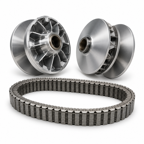 CVT transmission belt and pulley set